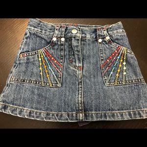 Girls Gymboree Rhinestone Rainbow Denim Skirt